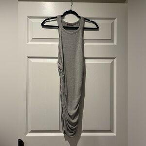AMABLE GREY RIBBED RUCHED DRESS SIZE XS